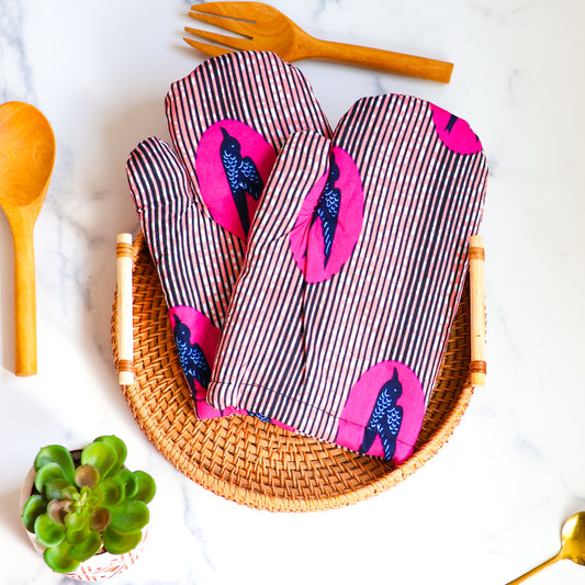 Spring Birds Double Oven Mitts - NDINI ACCESSORIES