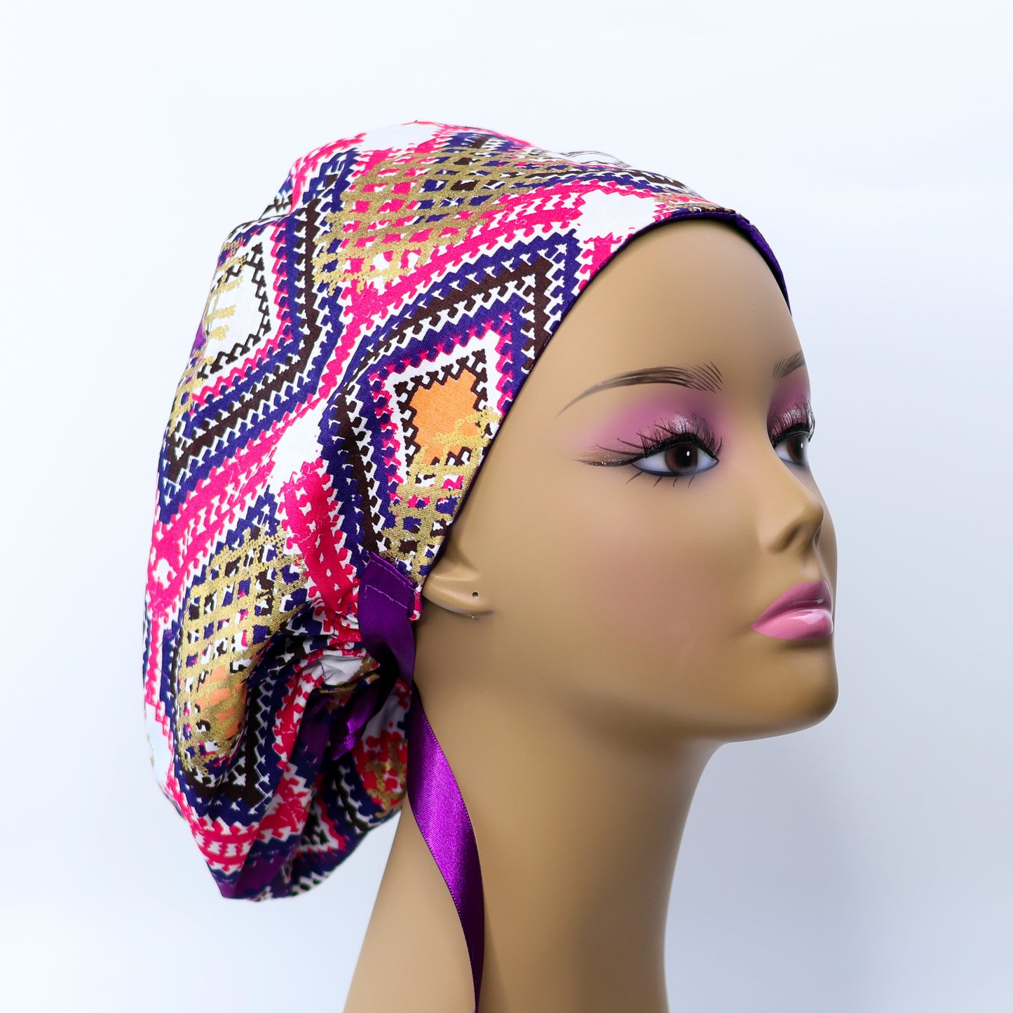 Purple Squares Eurostyle Cap - NDINI ACCESSORIES