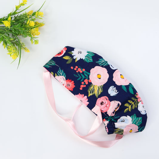 Pink Flowers Eurostyle Cap - NDINI ACCESSORIES