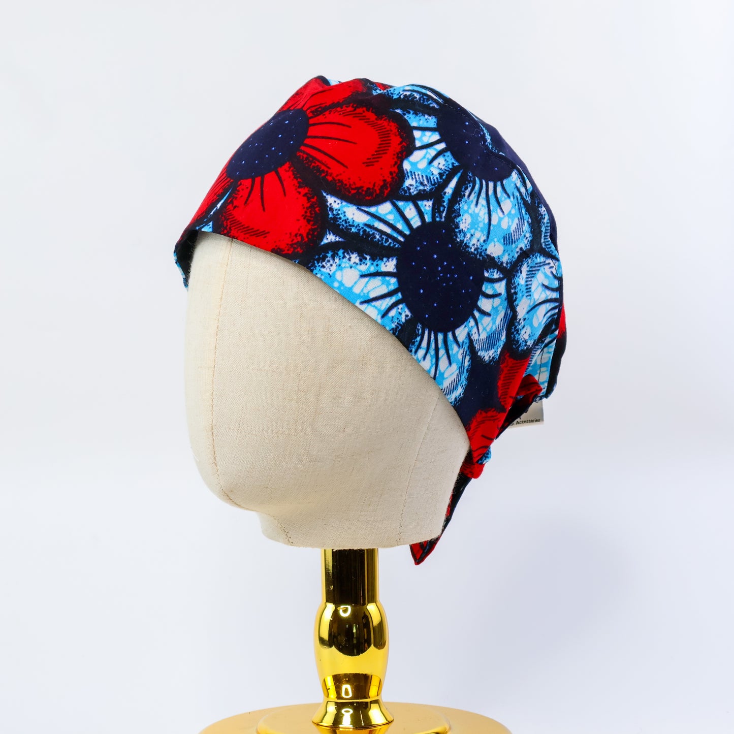Red and Blue Blooms Regular Scrub Cap - NDINI ACCESSORIES