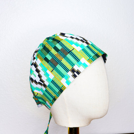 Green Kente Regular Scrub Cap - NDINI ACCESSORIES