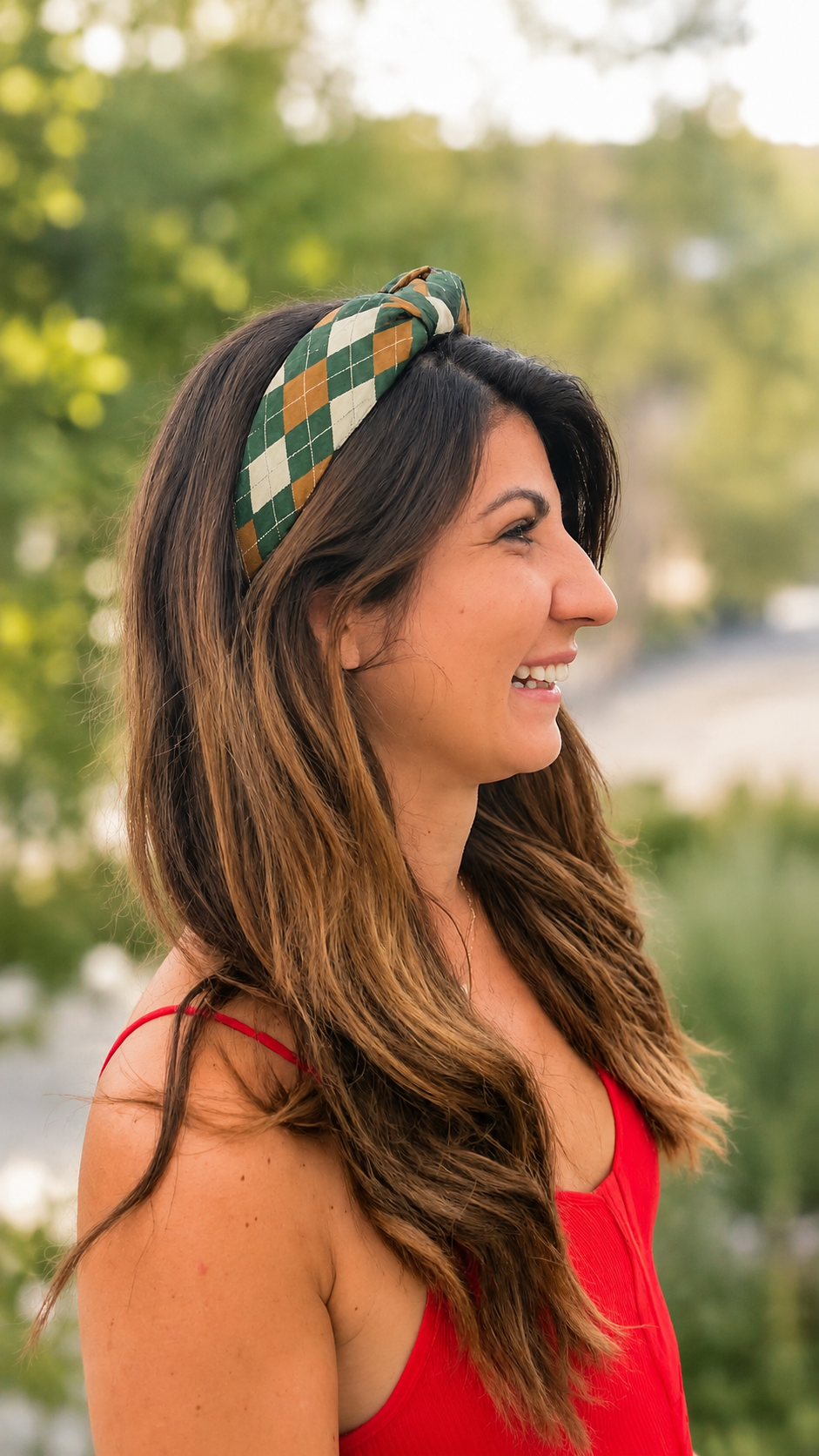Green and Brown Plaid Headband