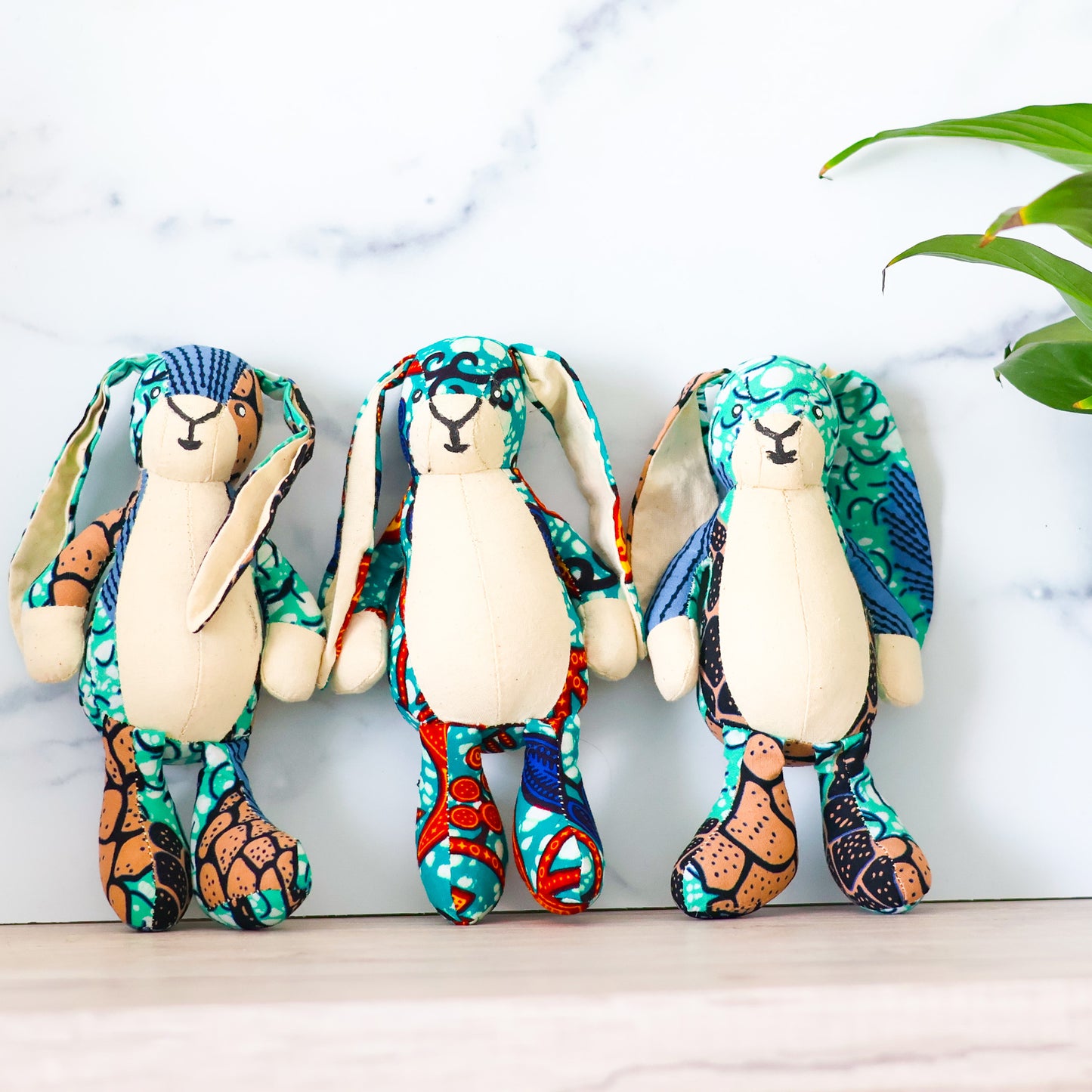 Bunny - Soft Toy - Small Blue and Red - NDINI ACCESSORIES