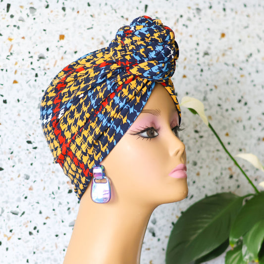 Houndstooth Pretied Headwrap - Multicolored - NDINI ACCESSORIES