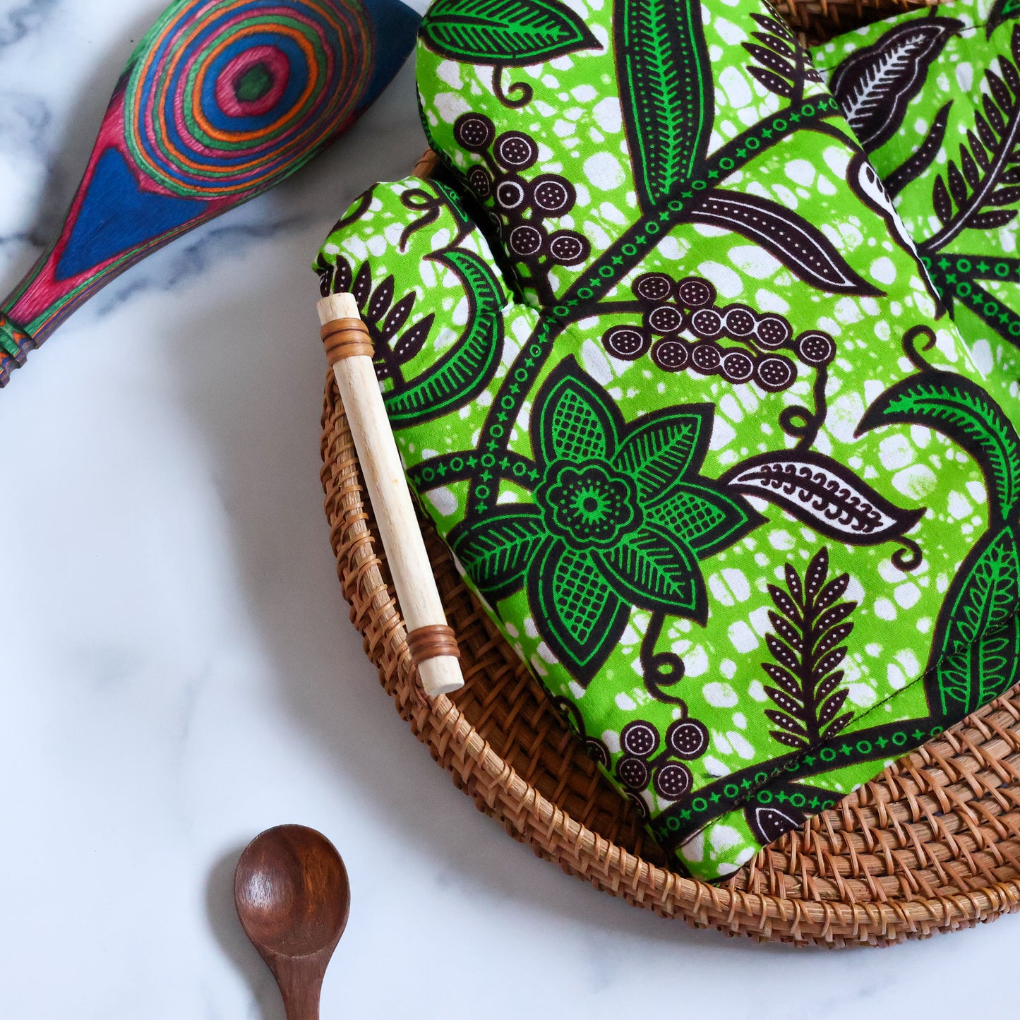 Green Branches Oven Mitt and Pot Holder