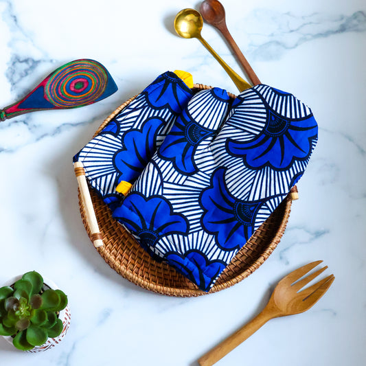 Blue Hibiscus Oven Mitt and Pot Holder - NDINI ACCESSORIES