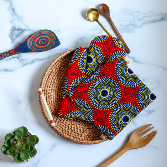 Red Concentric Oven Mitt and Pot Holder - NDINI ACCESSORIES