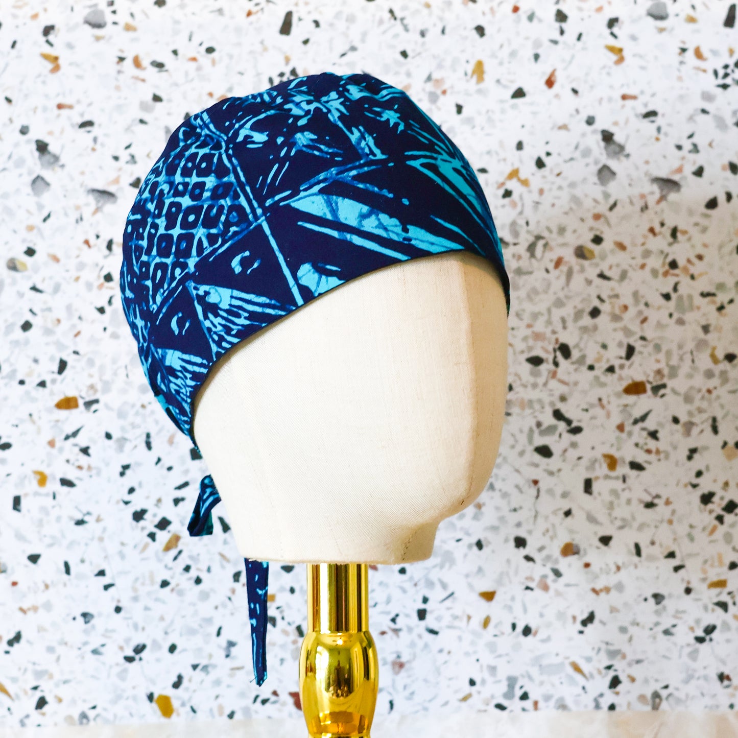 Mud Cloth Dark Blue Scrub Cap - NDINI ACCESSORIES