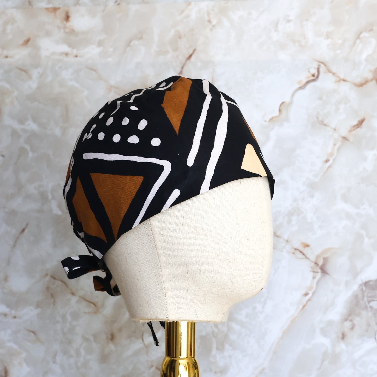 Mud Cloth Black and Brown Regular Scrub Cap