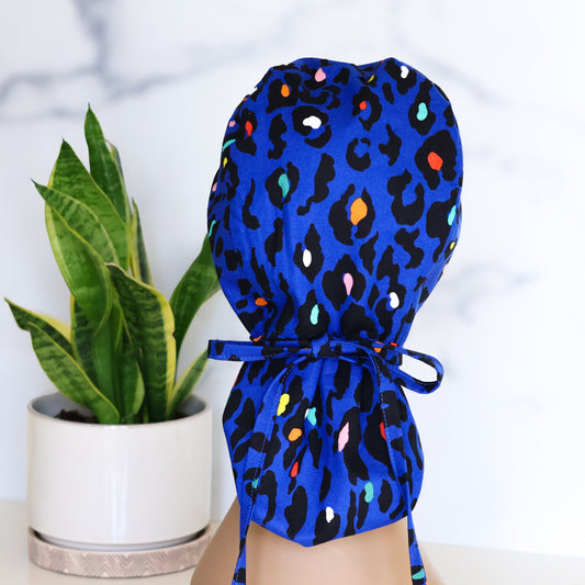 Blue Animal Print Scrub Cap - NDINI ACCESSORIES