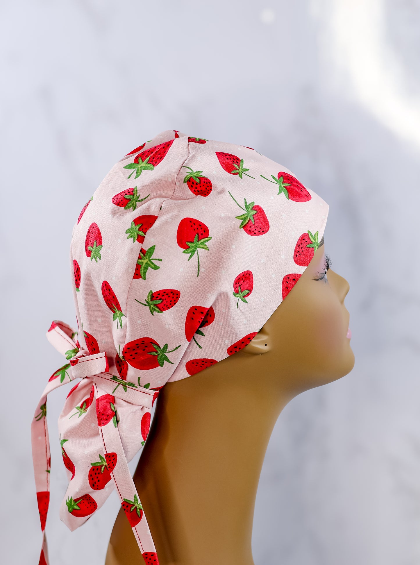 Strawberry Pink Ponytail Scrub Cap - NDINI ACCESSORIES