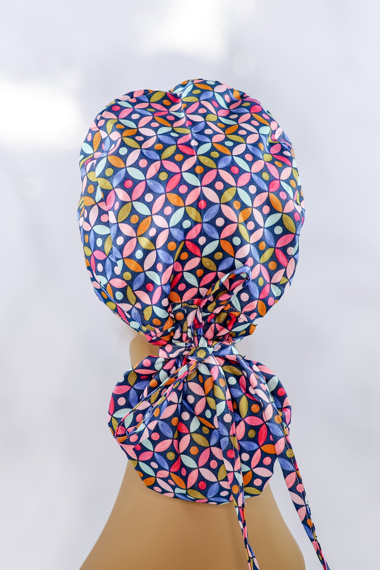 Color Circles Ponytail Scrub Cap - NDINI ACCESSORIES