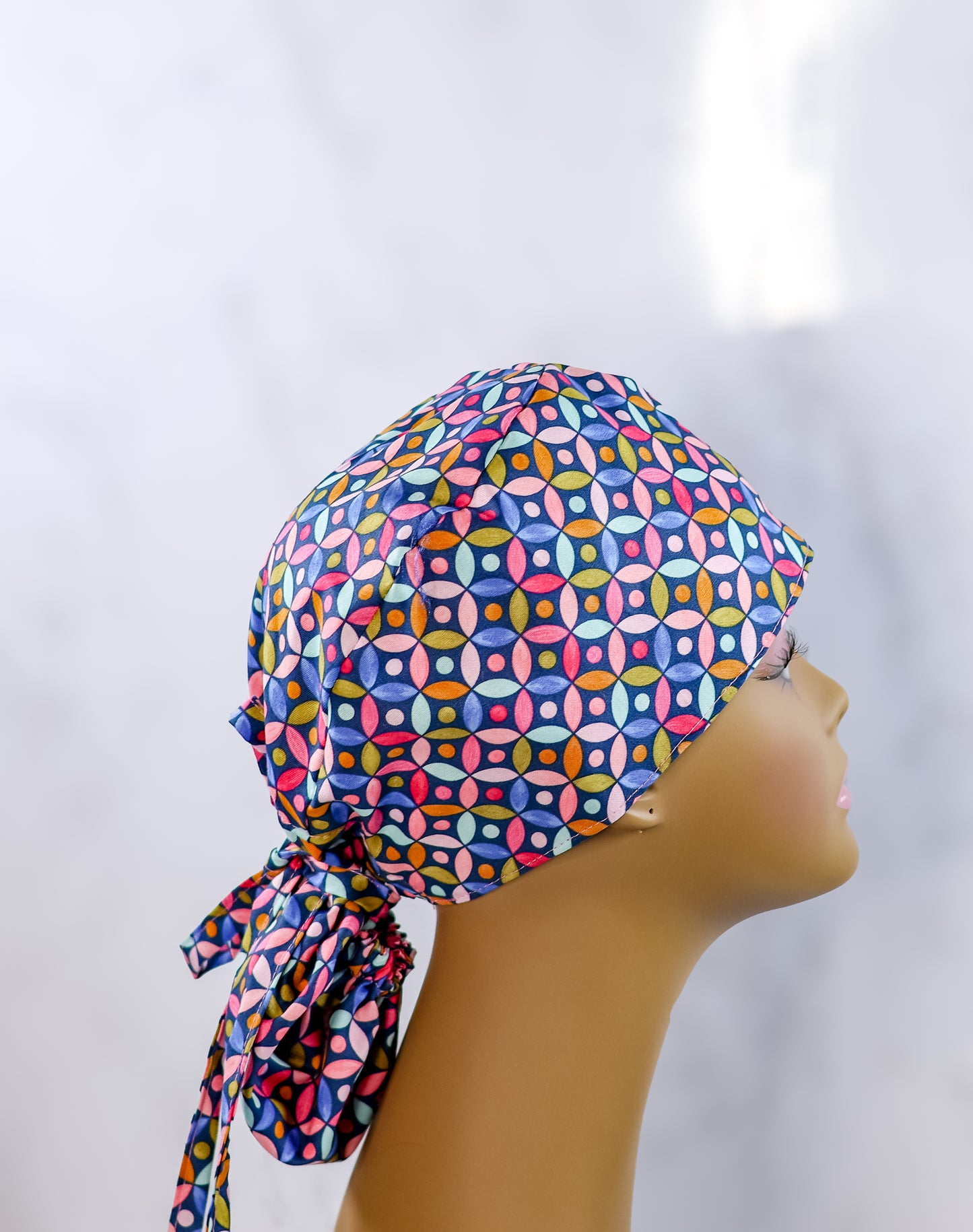 Color Circles Ponytail Scrub Cap - NDINI ACCESSORIES