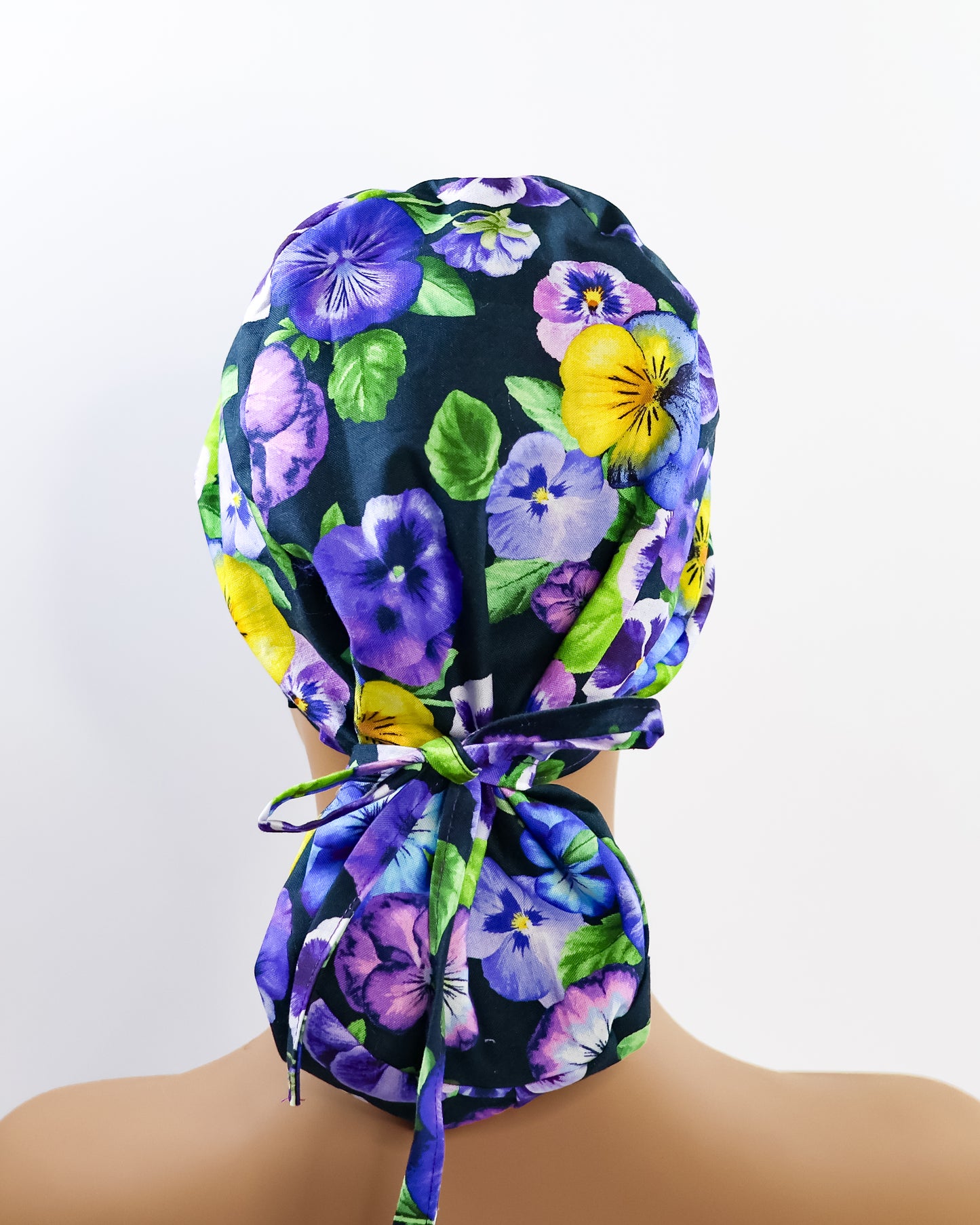 Pansy Fields Ponytail Scrub Cap - NDINI ACCESSORIES