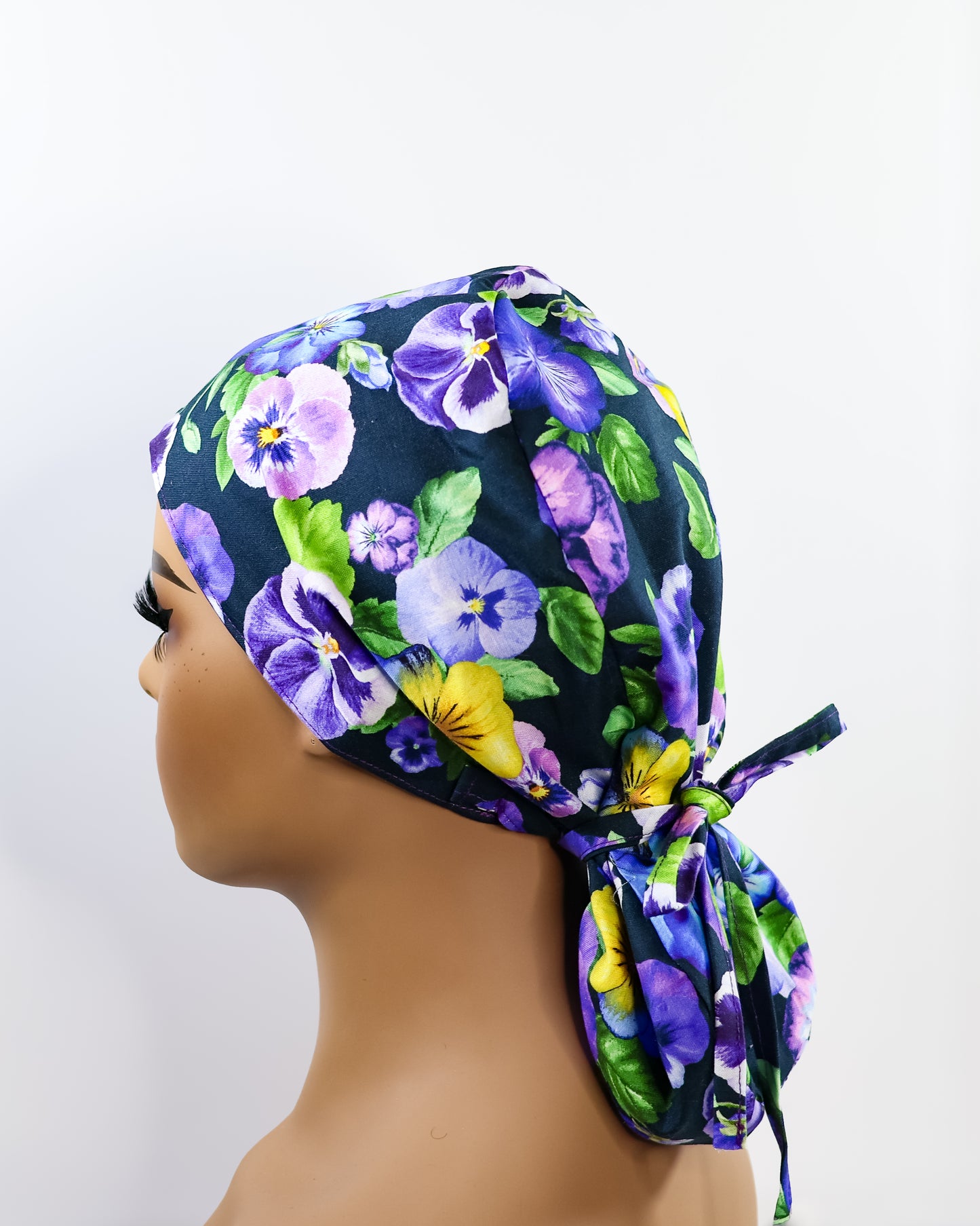 Pansy Fields Ponytail Scrub Cap - NDINI ACCESSORIES