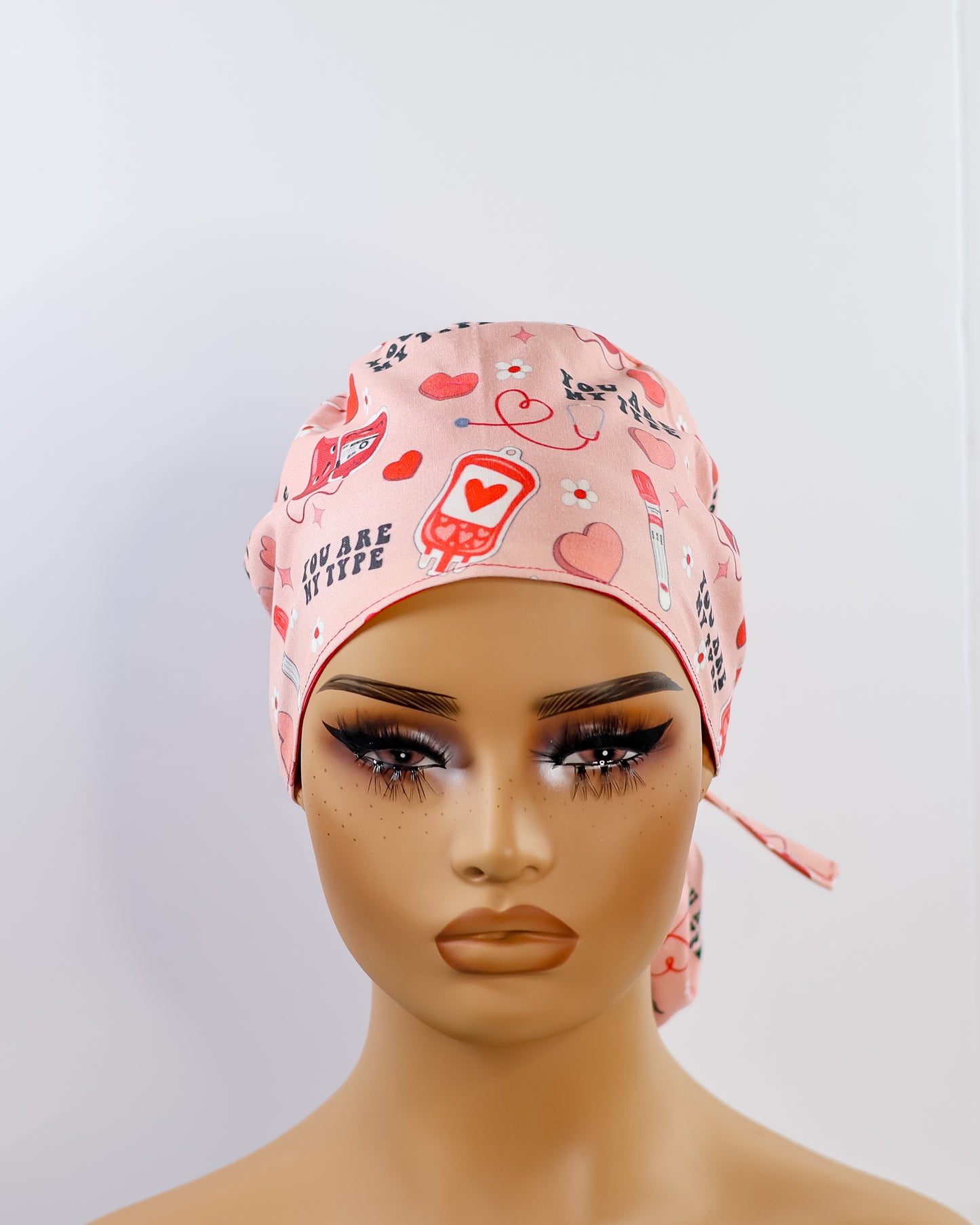 Blood Type Ponytail Scrub Cap - NDINI ACCESSORIES