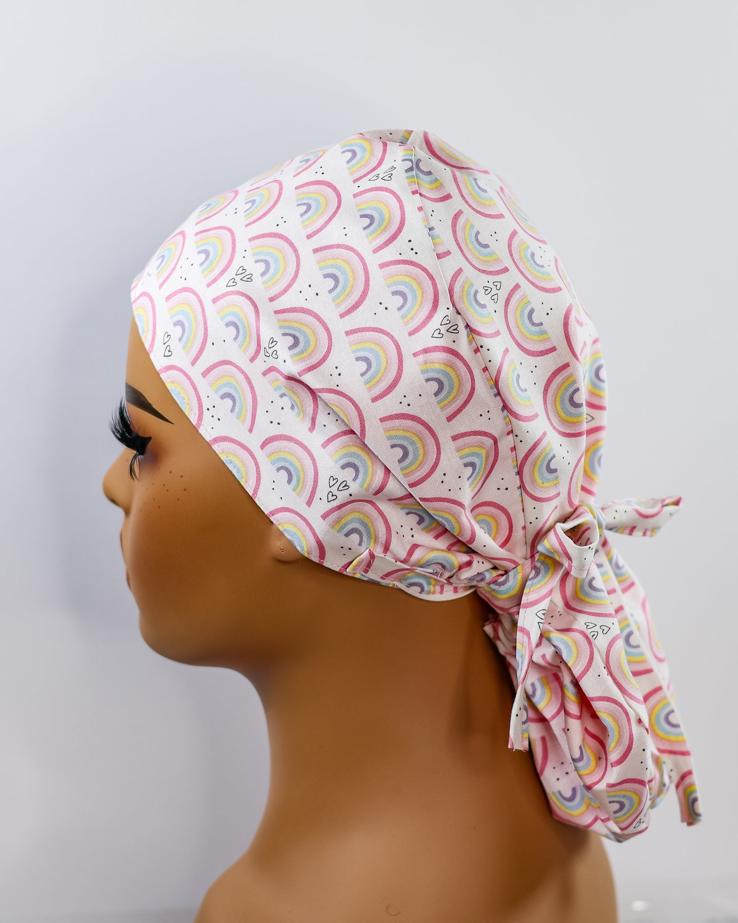Cute Rainbows Ponytail Scrub Cap - NDINI ACCESSORIES