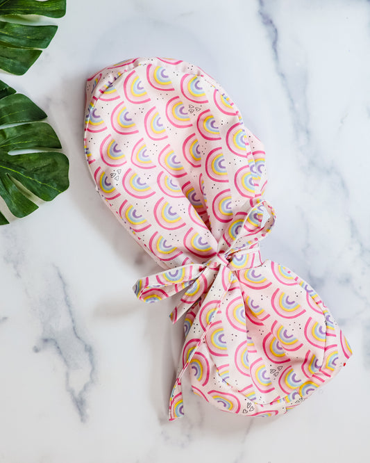 Cute Rainbows Ponytail Scrub Cap - NDINI ACCESSORIES