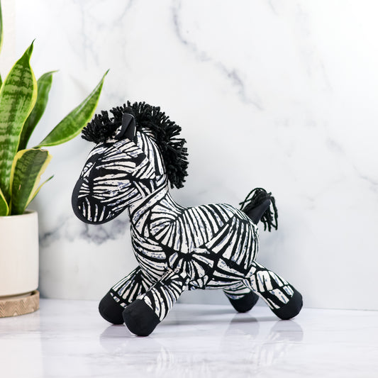 Fabric Zebra - Big Black- Handmade Animals -Colorful plushies Animal Toys - NDINI ACCESSORIES