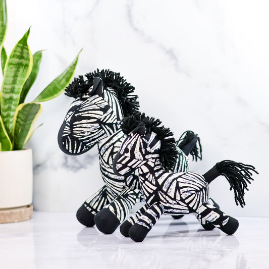 Fabric Zebra - Small Black- Handmade Animals -Colorful plushies Animal Toys - NDINI ACCESSORIES