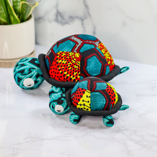 Fabric Turtle - Big Green Red- Handmade Animals -Colorful plushies Animal Toys - NDINI ACCESSORIES