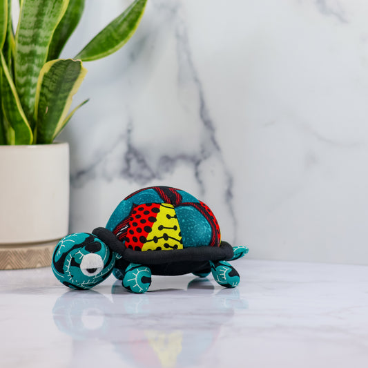 Fabric Turtle - Big Green Red- Handmade Animals -Colorful plushies Animal Toys - NDINI ACCESSORIES