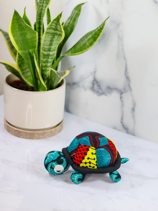 Fabric Turtle - Small Green Red- Handmade Animals -Colorful plushies Animal Toys - NDINI ACCESSORIES
