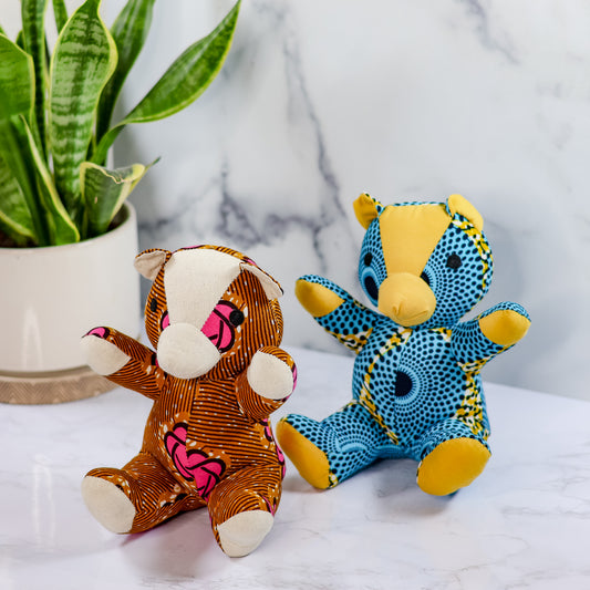 Fabric Teddy- Small Pink- Handmade Animals -Colorful plushies Animal Toys - NDINI ACCESSORIES