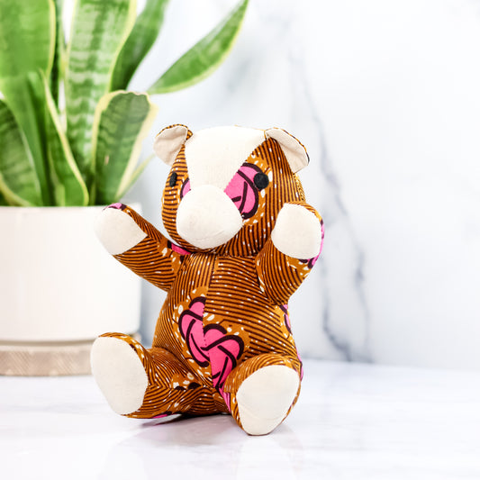 Fabric Teddy- Small Pink- Handmade Animals -Colorful plushies Animal Toys - NDINI ACCESSORIES