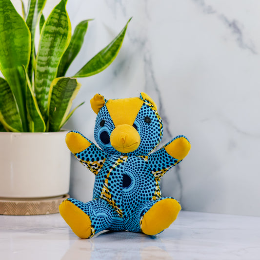 Fabric Teddy- Small Blue- Handmade Animals -Colorful plushies Animal Toys - NDINI ACCESSORIES