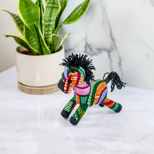 Fabric Zebra- Small Green- Handmade Animals -Colorful plushies Animal Toys - NDINI ACCESSORIES
