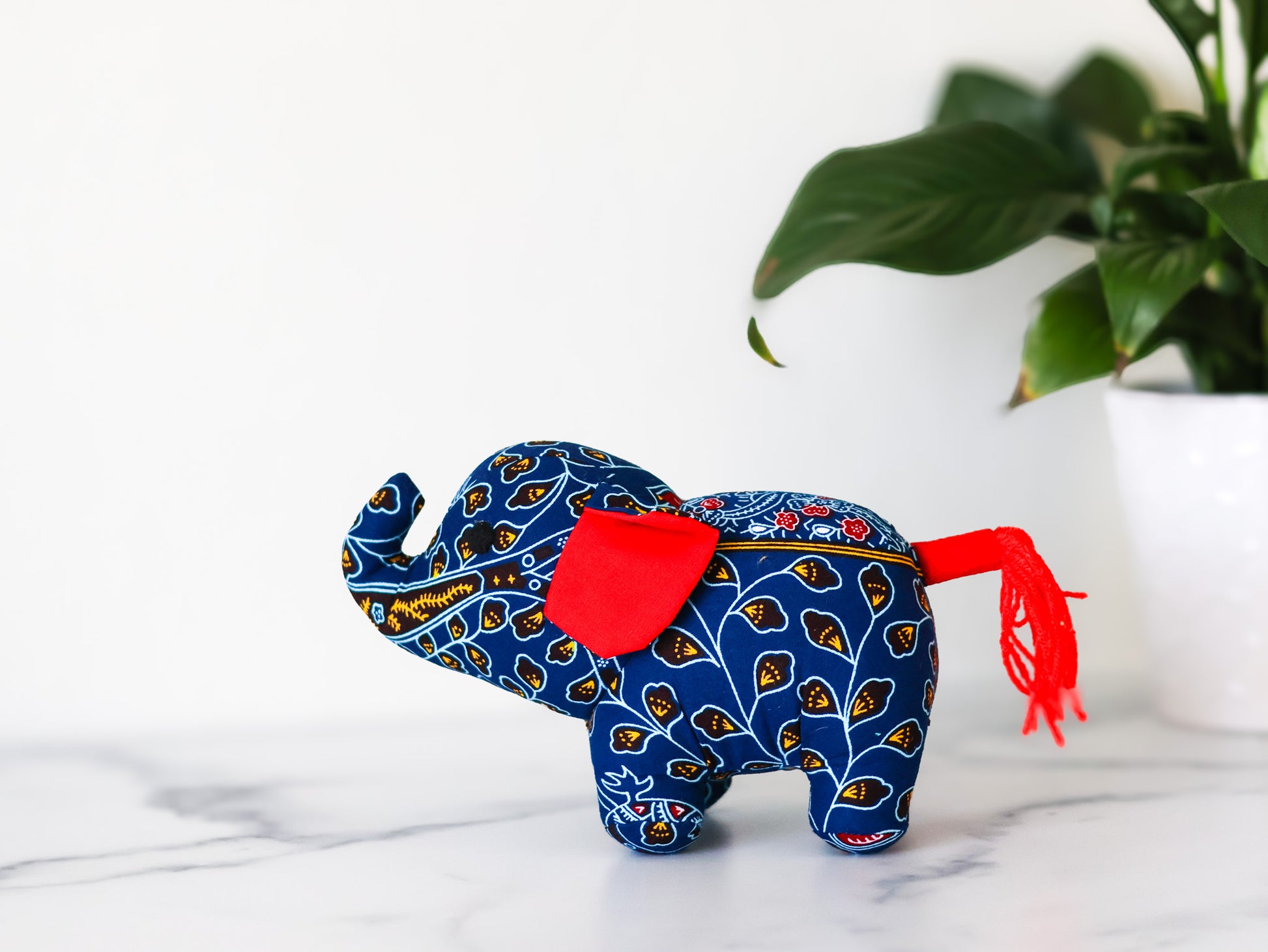 Elephant Soft Toy - Small Blue and Red - NDINI ACCESSORIES