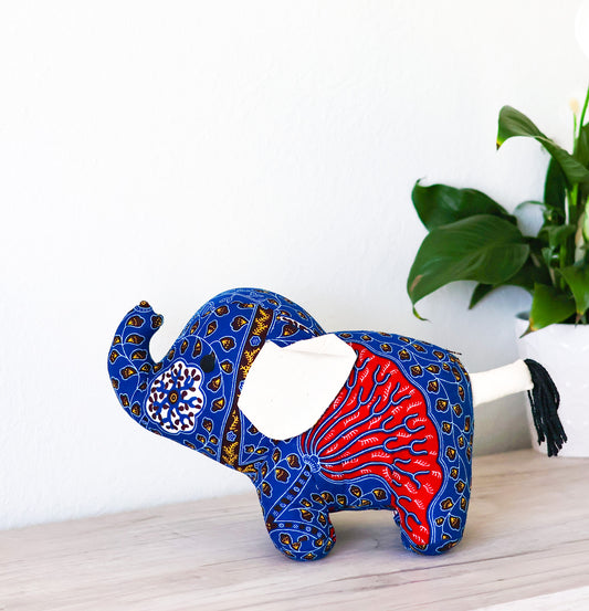 Elephant Soft Toy - Big Red and Blue - NDINI ACCESSORIES