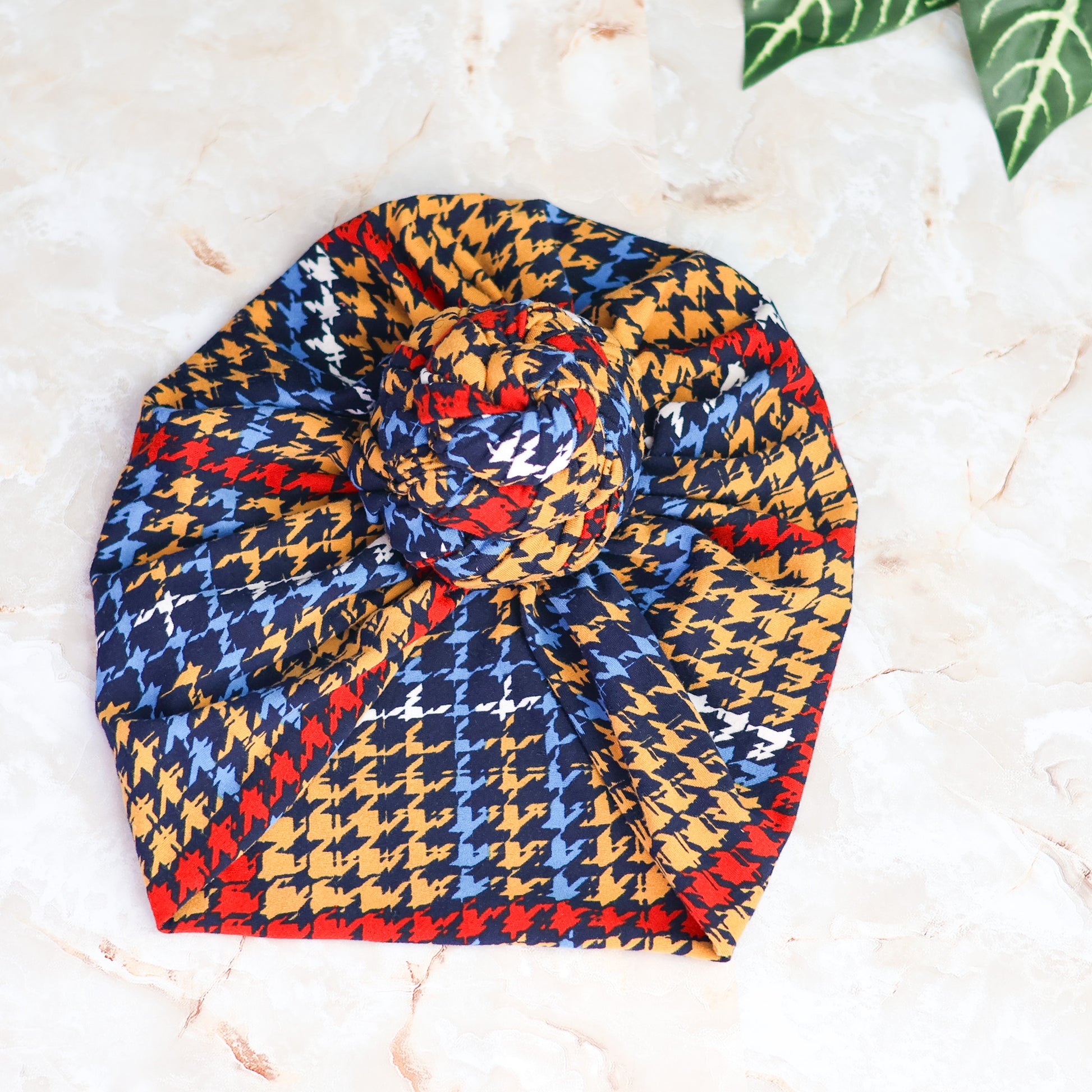 Houndstooth Pretied Headwrap - Multicolored - NDINI ACCESSORIES