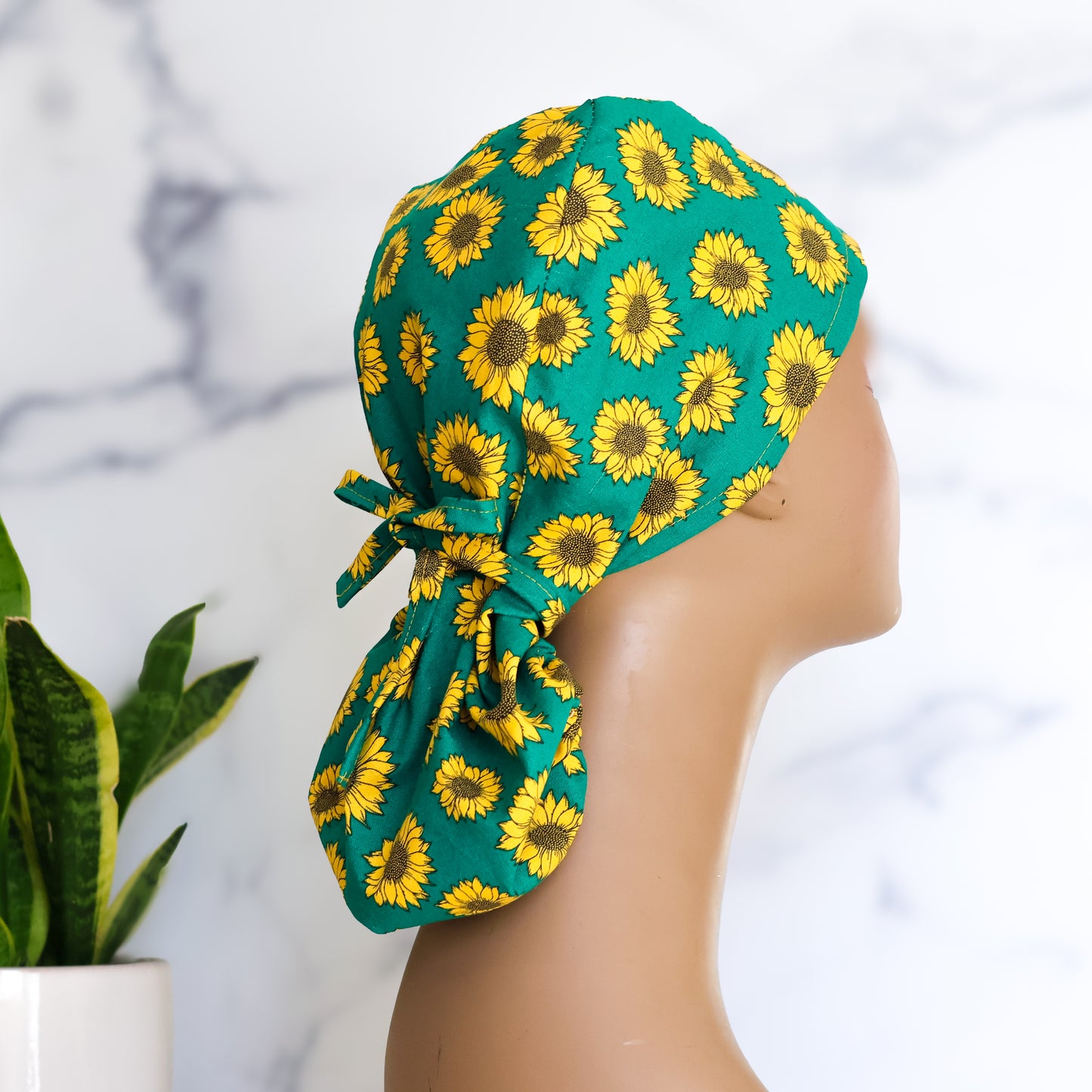 Sunflower Ponytail Scrub Cap