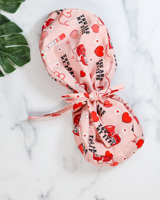 Blood Type Ponytail Scrub Cap - NDINI ACCESSORIES