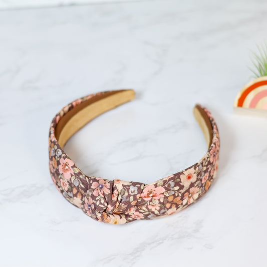 Fall Flowers Headband - Peach and Browns