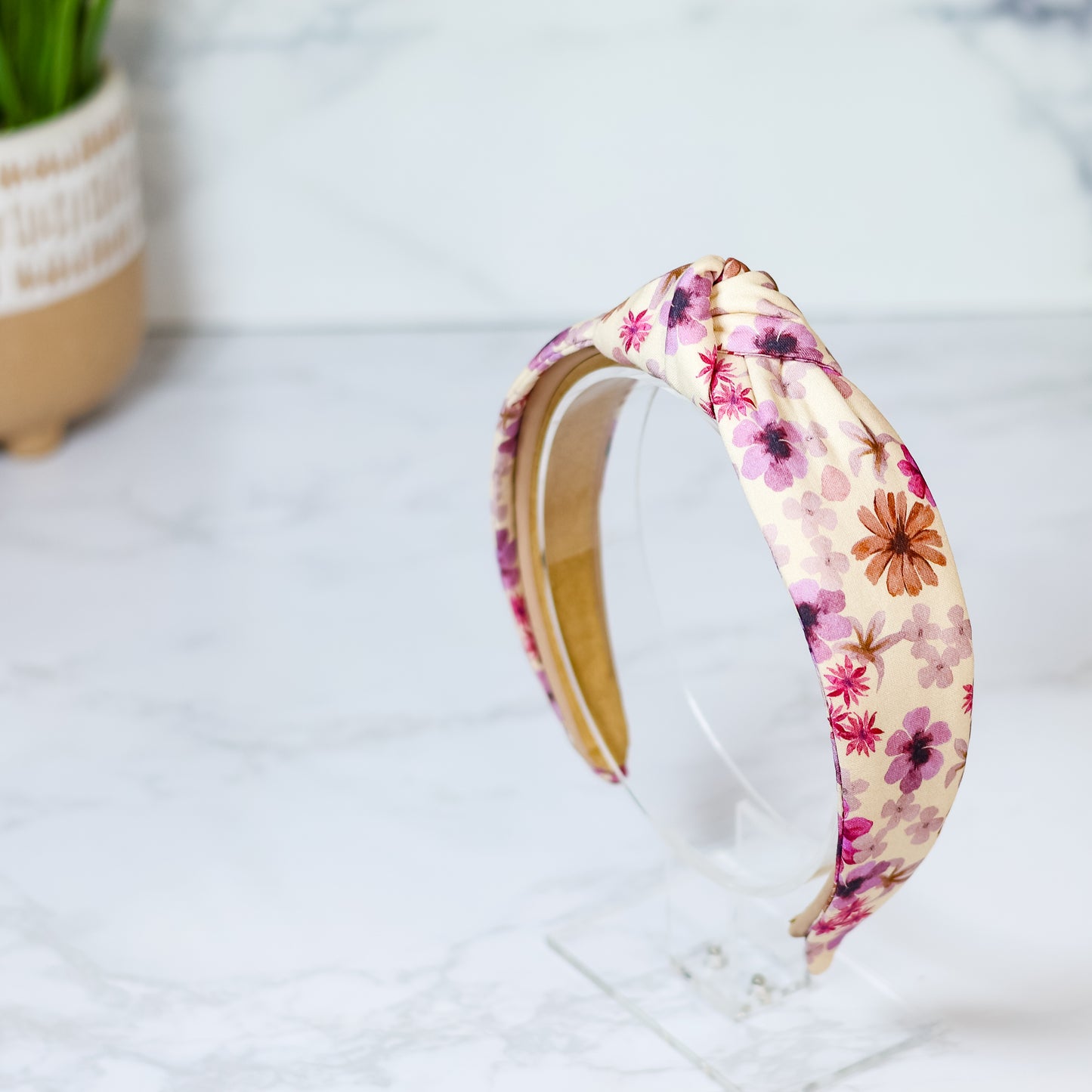 Fall Flowers Headband - Purple and Brown