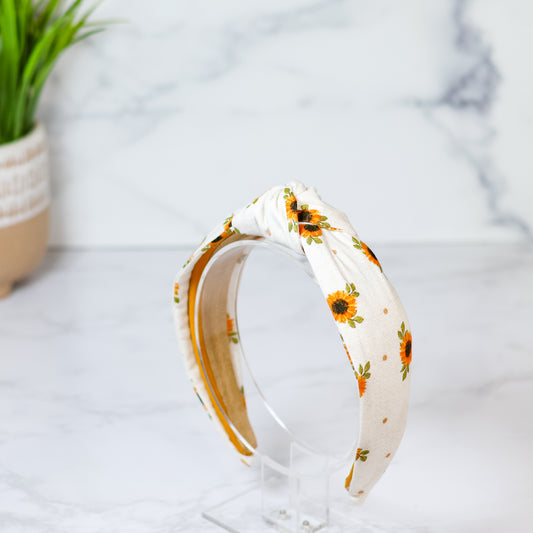 Sunflower on Cream Headband