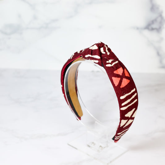 Burgundy Mudcloth Headband