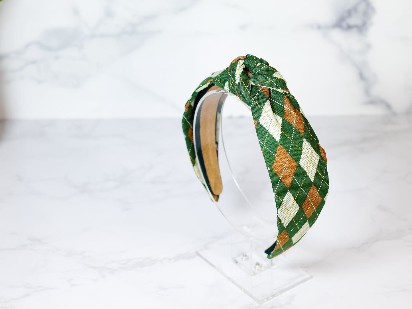 Green and Brown Plaid Headband